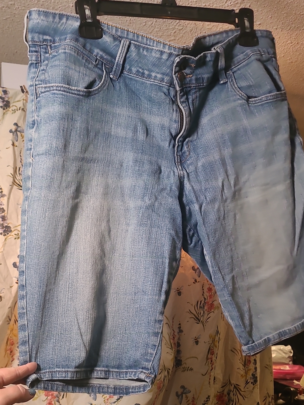 Light Wash Denim Bermuda Shorts - Light Blue- Ultra Blue